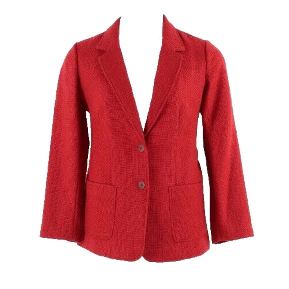 J Jill $119 Sz M Deep Claret Red Wool Acrylic Poly Lined Textured Jacket - Picture 1 of 7